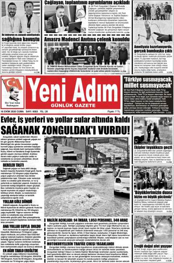 Yeni Adım gazetesi ilk sayfası
