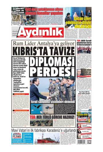 Aydınlık gazetesi ilk sayfası