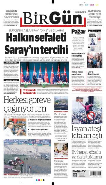 Birgün gazetesi ilk sayfası
