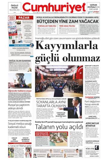 Cumhuriyet gazetesi ilk sayfası