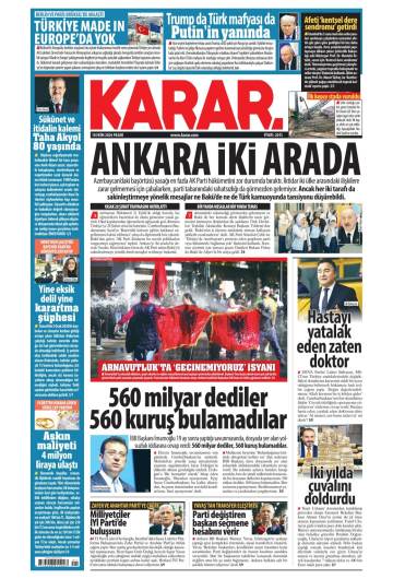Karar gazetesi ilk sayfası