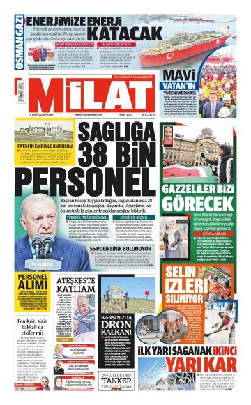 Milat gazetesi ilk sayfası