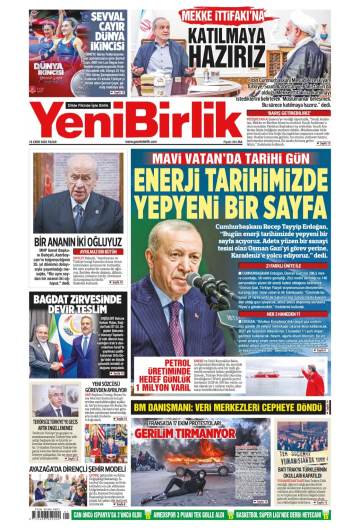 Yeni Birlik gazetesi ilk sayfası