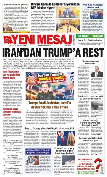 Yeni Mesaj gazetesi ilk sayfası