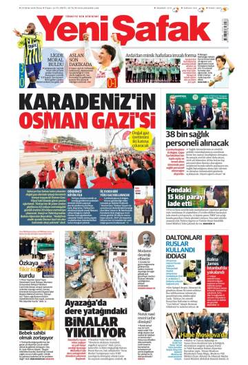 Yeni Şafak gazetesi ilk sayfası