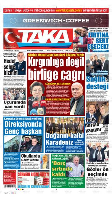 Taka gazetesi ilk sayfası