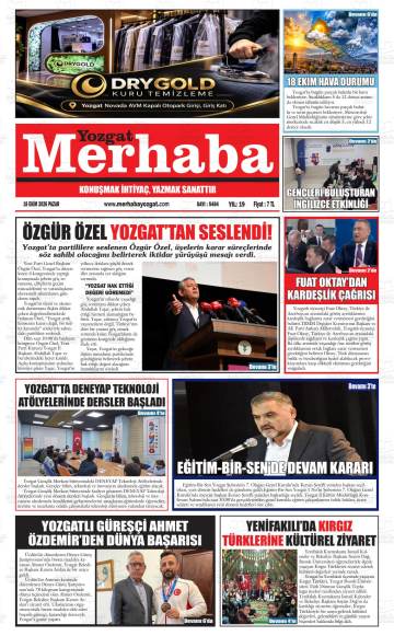 Merhaba Yozgat gazetesi ilk sayfası