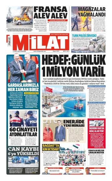 Milat gazetesi manşeti