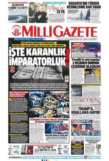 Milli Gazete gazetesi manşeti