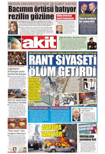 Yeni Akit gazetesi manşeti