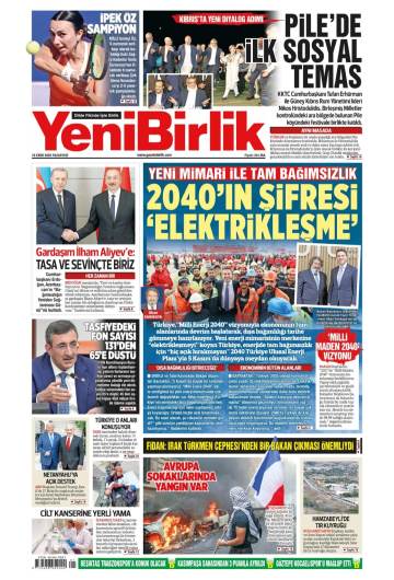 Yeni Birlik gazetesi manşeti