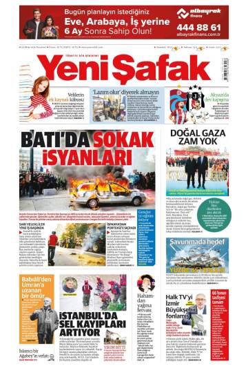 Yeni Şafak gazetesi manşeti