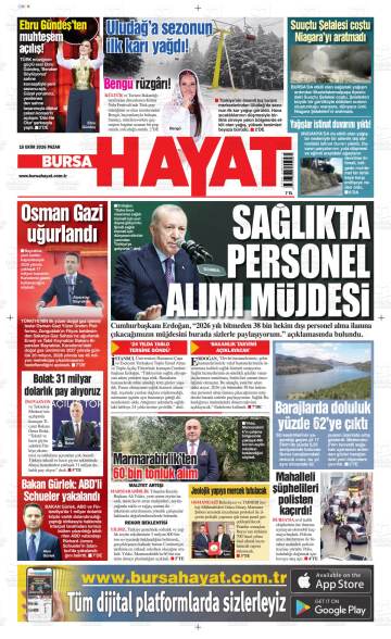 Bursa Hayat gazetesi ilk sayfası