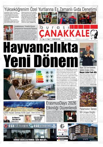 Burası Çanakkale gazetesi ilk sayfası