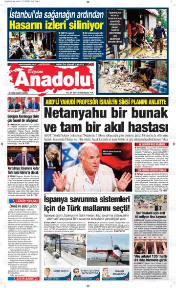 Bizim Anadolu gazetesi ilk sayfası