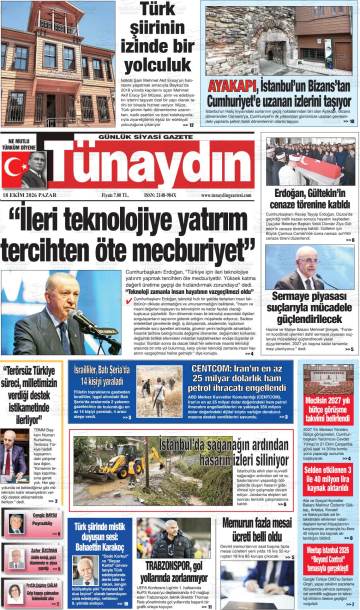 Tünaydın gazetesi ilk sayfası