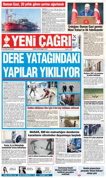 Yeni Çağrı gazetesi ilk sayfası