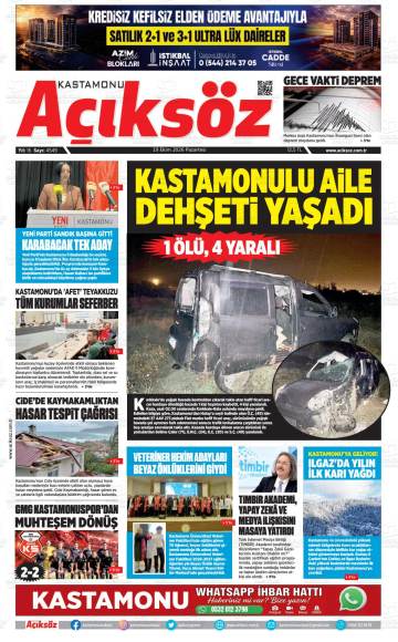 Kastamonu Açıksöz gazetesi ilk sayfası