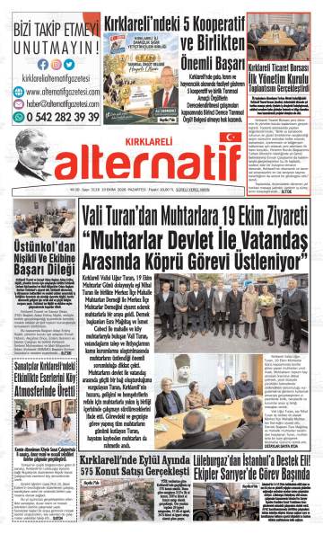 Kırklareli Alternatif gazetesi ilk sayfası
