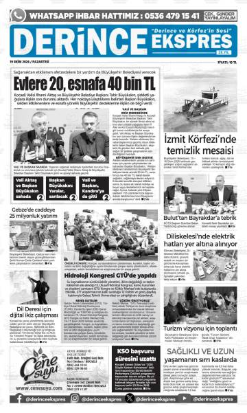 Derince Ekspres gazetesi ilk sayfası