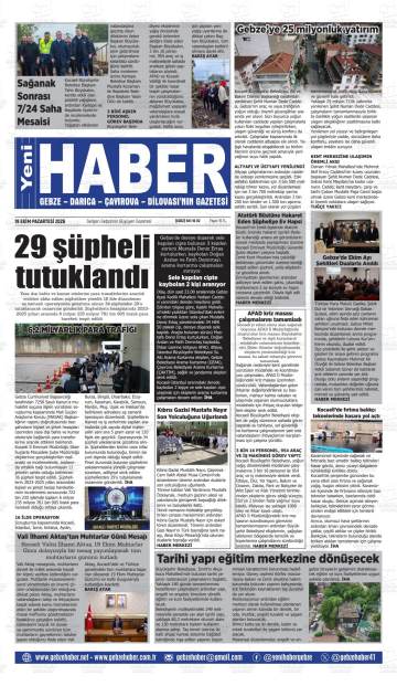 Yeni Haber gazetesi ilk sayfası