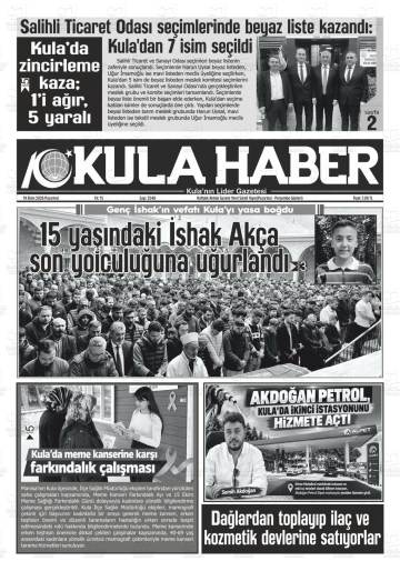 Kula Haber gazetesi ilk sayfası