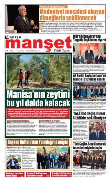 Manisa Manşet gazetesi ilk sayfası
