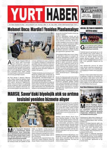 Yurt Haber gazetesi ilk sayfası