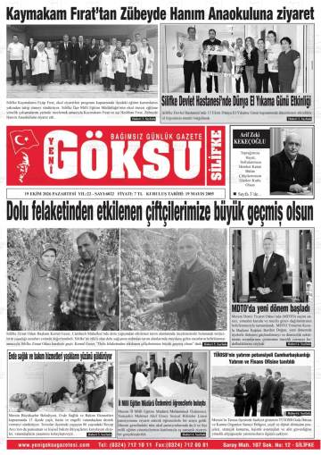 Yeni Göksu gazetesi ilk sayfası