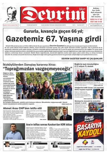 Devrim gazetesi ilk sayfası