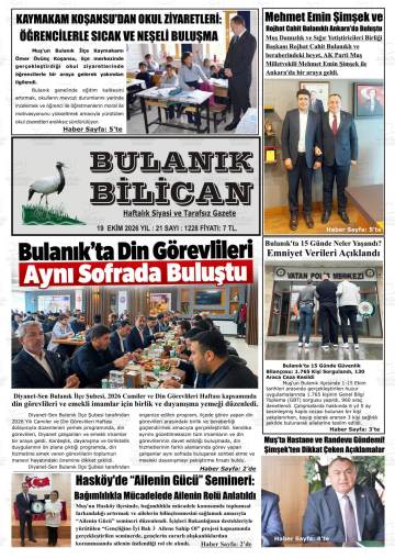 Bulanık Bilican gazetesi ilk sayfası