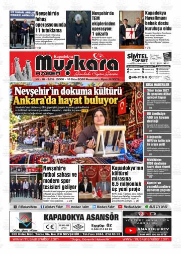 Kapadokya Muşkara Haber gazetesi ilk sayfası