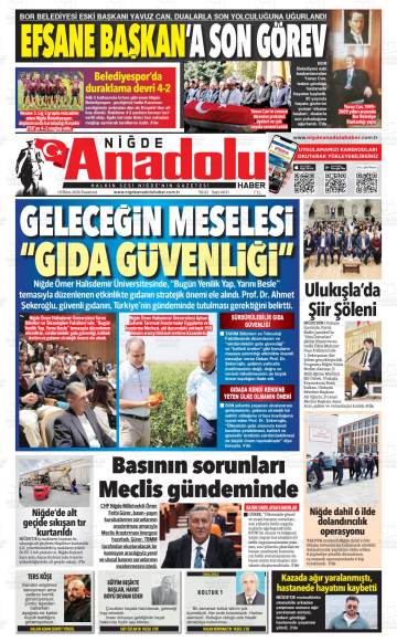 Niğde Anadolu Haber gazetesi ilk sayfası