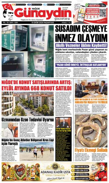 Niğde Günaydın gazetesi ilk sayfası