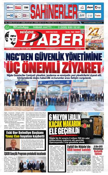 Niğde Haber gazetesi ilk sayfası