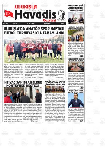 Ulukışla Havadis gazetesi ilk sayfası