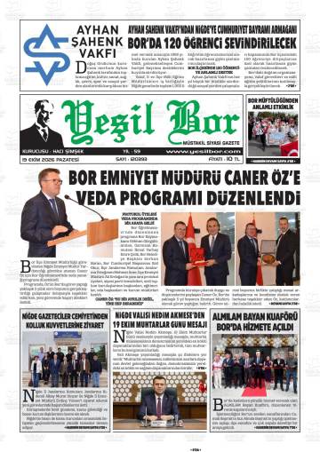 Yeşil Bor gazetesi ilk sayfası
