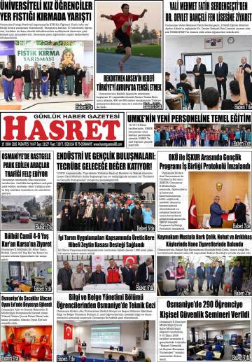 Hasret gazetesi ilk sayfası