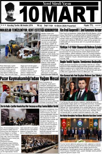 10 Mart gazetesi ilk sayfası