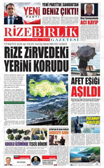 Rize Birlik gazetesi ilk sayfası