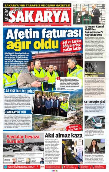 Bizim Sakarya gazetesi ilk sayfası
