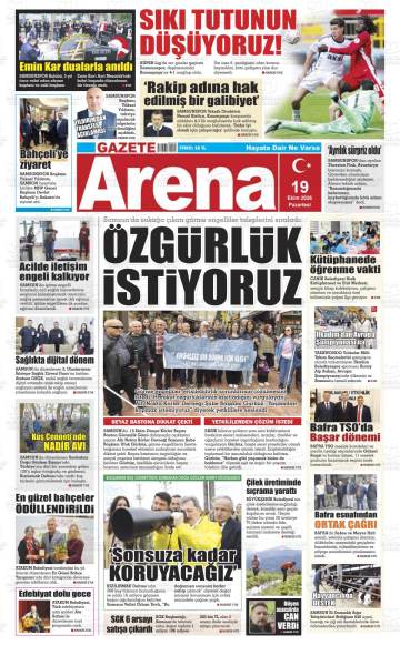 Gazete Arena gazetesi ilk sayfası