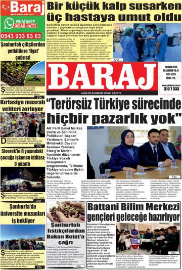 Baraj gazetesi ilk sayfası