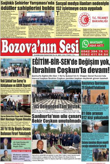 Bozova'nın Sesi gazetesi ilk sayfası