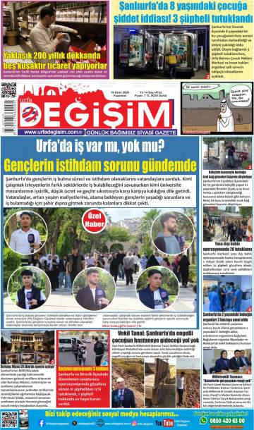 Urfa Değişim gazetesi ilk sayfası