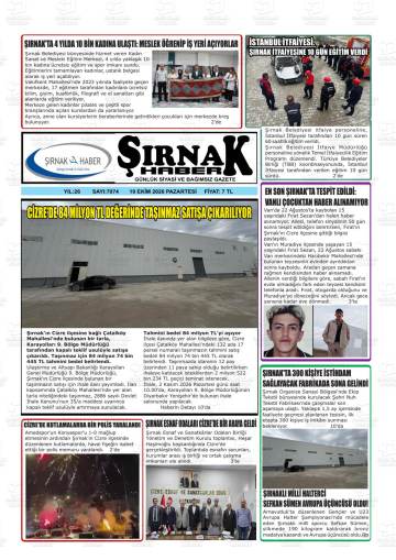 Şırnak Haber gazetesi ilk sayfası