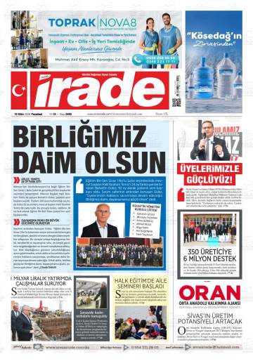 Sivas İrade gazetesi ilk sayfası