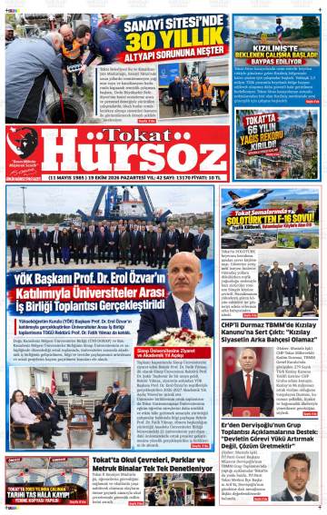 Tokat Hürsöz gazetesi ilk sayfası