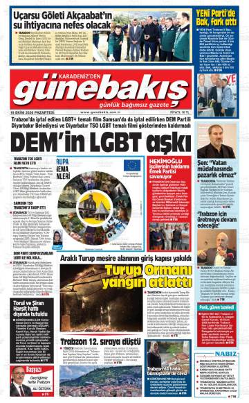 Karadeniz'den Günebakış gazetesi ilk sayfası