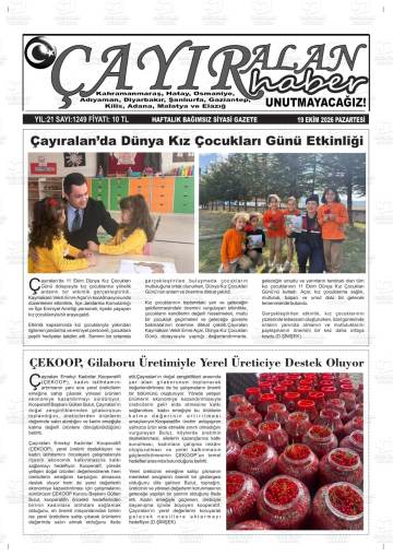 Çayıralan Haber gazetesi ilk sayfası